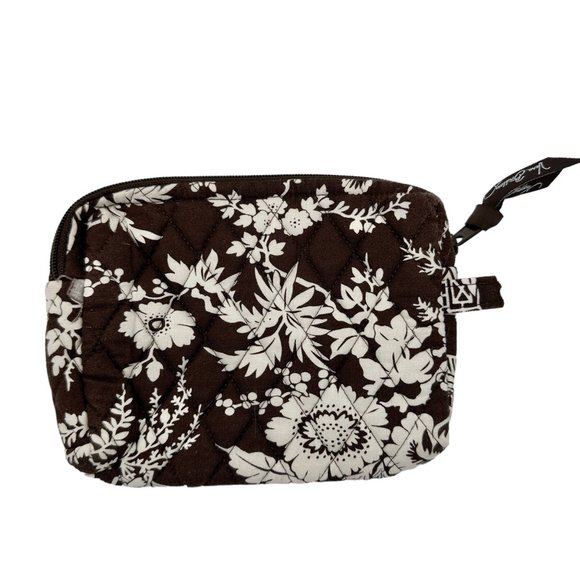 Vera Bradley Imperial Toile Cosmetic Bag Plastic Lining Brown White Pink Floral - Picture 4 of 8